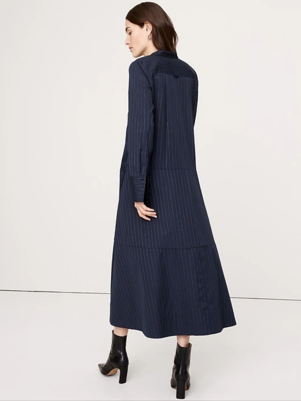 Banana Republic Cotton Trapeze Shirtdress Navy Blue Multi Stripe NWT - Picture 2 of 4